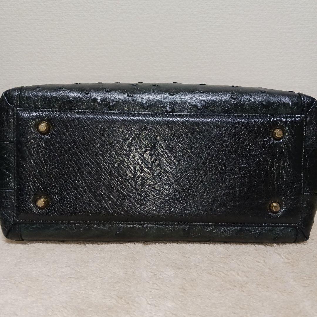 【極美品】JRA認定 OSTRICH ハンドバッグ ブラック 日本製
