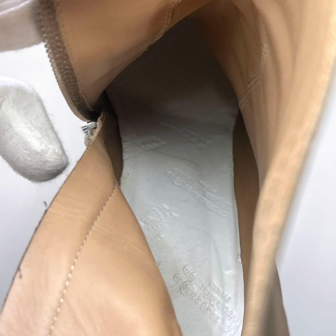 メゾンマルジェラ ショートブーツ レザー ベージュ系 ジッパー付き 36.5