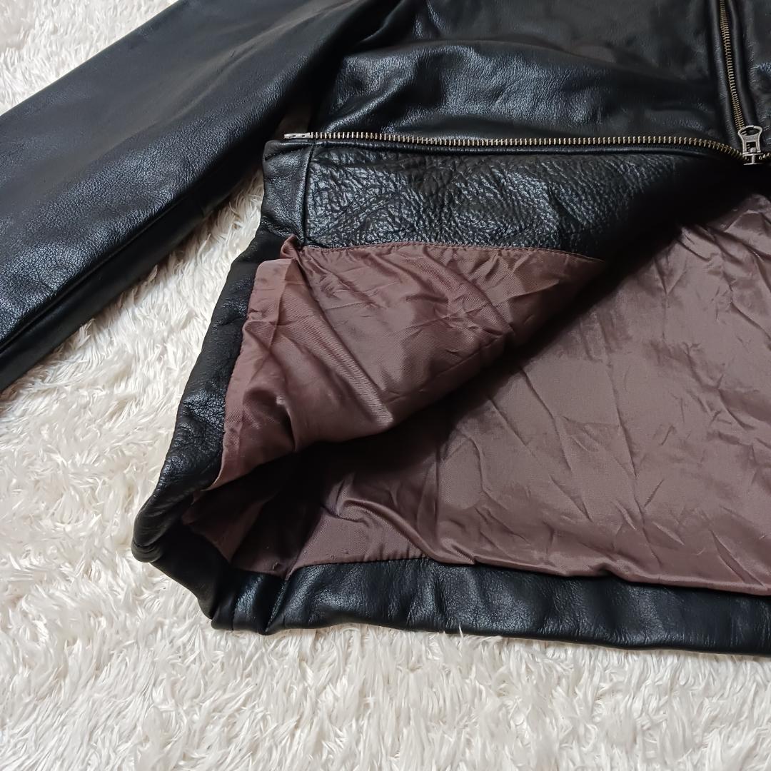 90s オールド バナナリパブリック M 肉厚 本革 シングル ダブルジップ