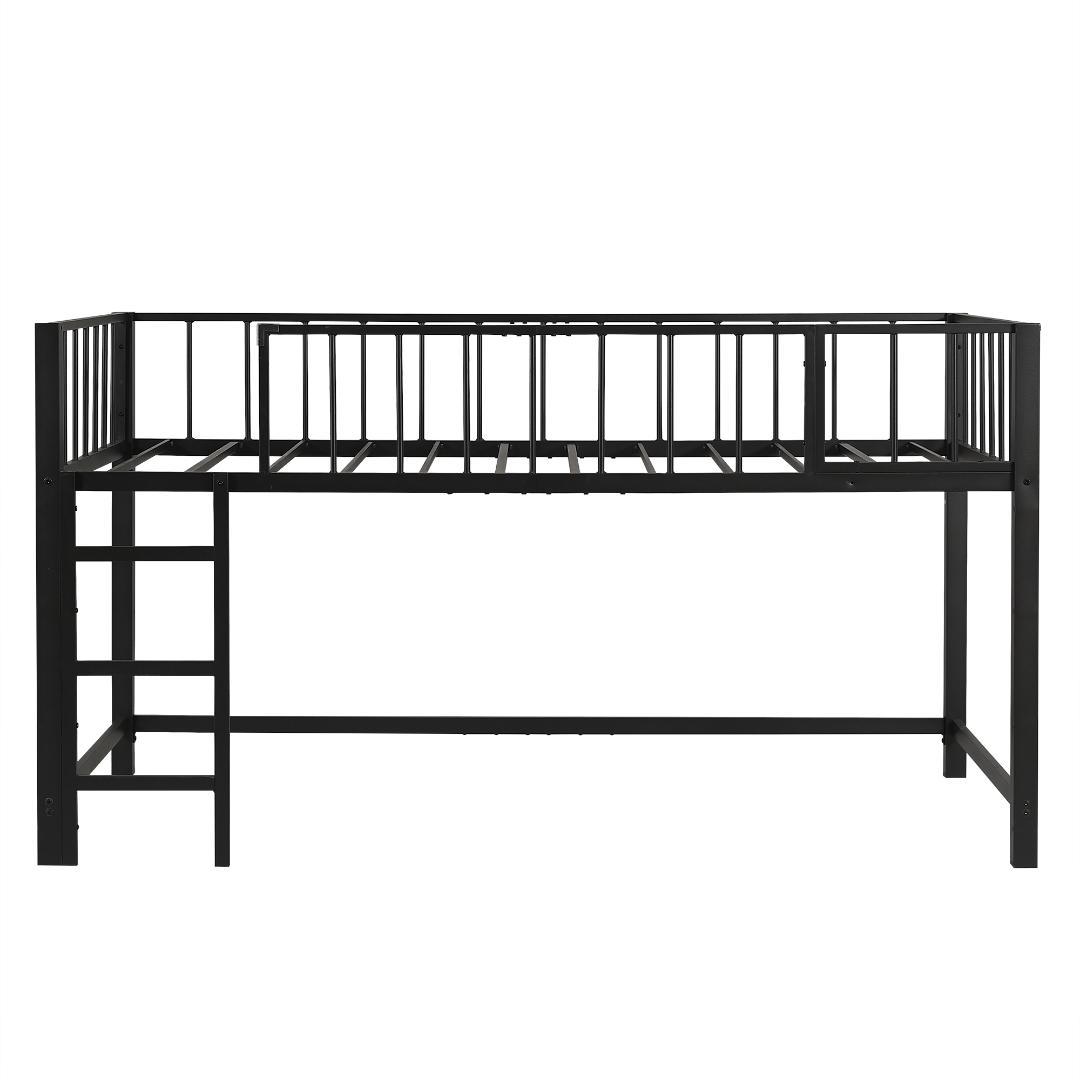 限定価格！新作ロフトベッド　左右入れ替え　省スペース　スチール製　BLACK