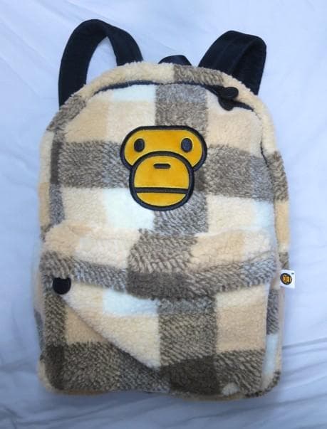 未使用品　APE チェック柄 リュック BABY MILO ボア　フリース