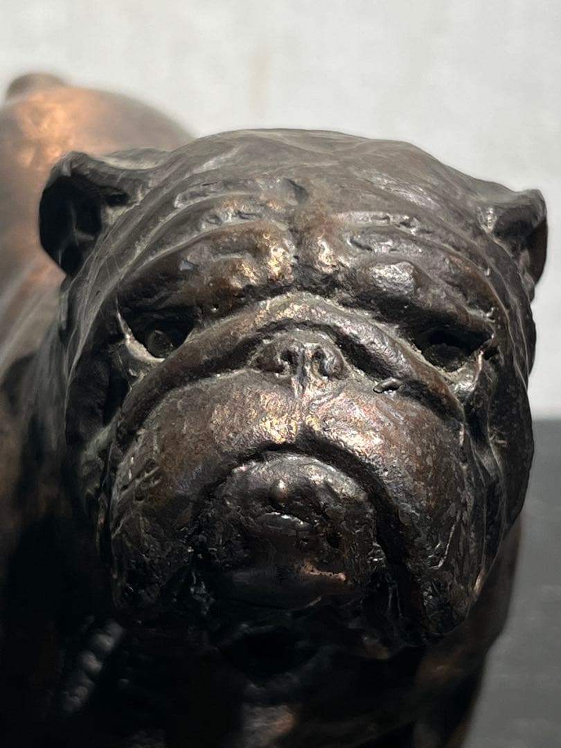 ヴィンテージ ブルドッグ ブロンズオブジェ 】パグ・フレブル・ブル・銅像彫刻