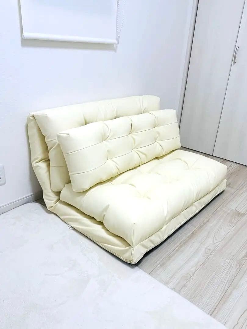 【1台3役】ライトベージュ色 ソファ