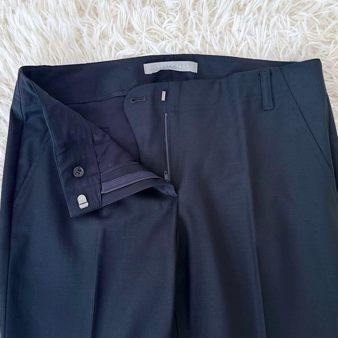 美品✨セオリーリュクス EXECUTIVE ノーカラー パンツスーツ 紺 M〜L