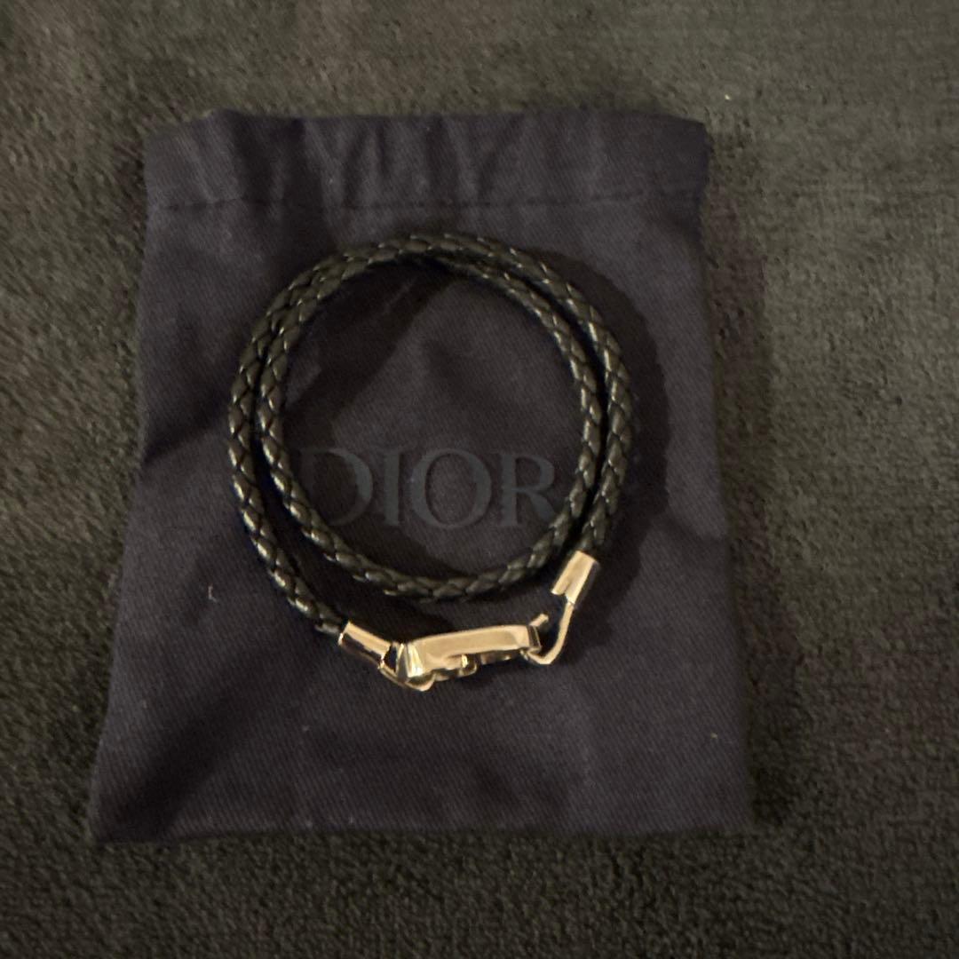 Dior ブレイドレザー ダブルブレスレット　編み込み　ブラック