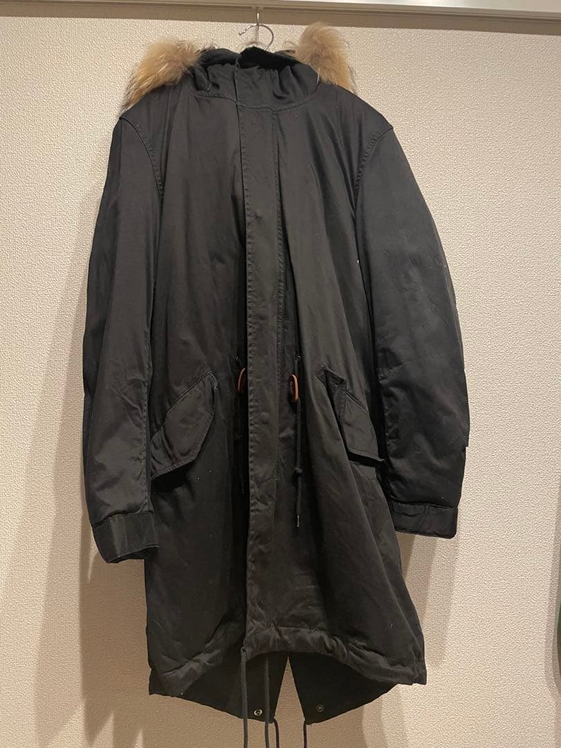 アメリカンラグシー　ファー付きブラックモッズコート