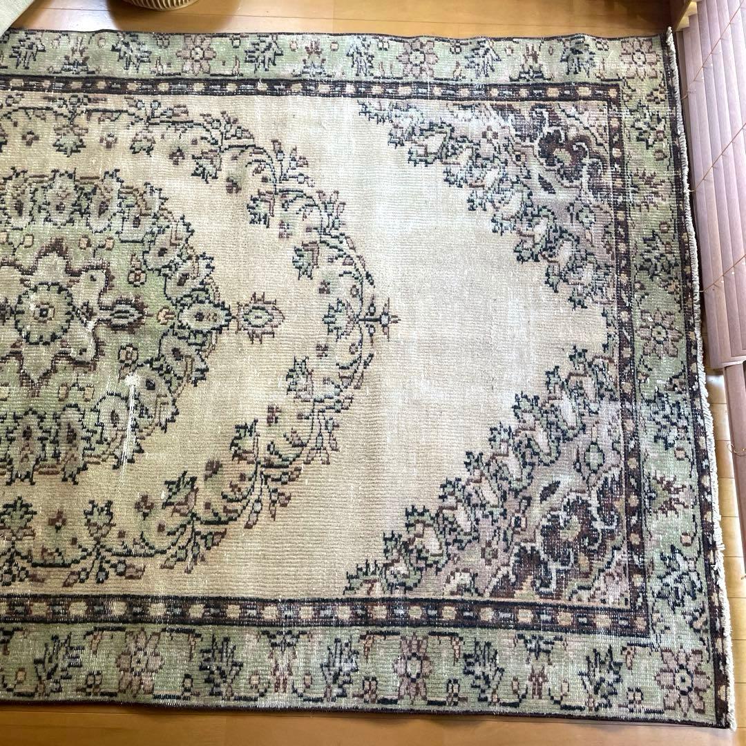 超大判144×269メダリオン　ベージュブラウン　トルコヴィンテージラグ