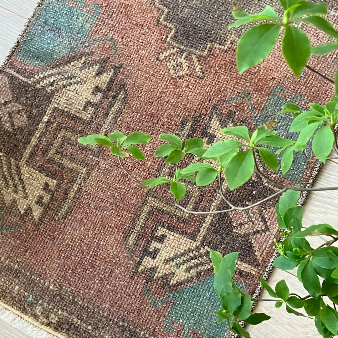 アンニュイカラー41×114ベージュココア　ペパーミント　トルコヴィンテージラグ