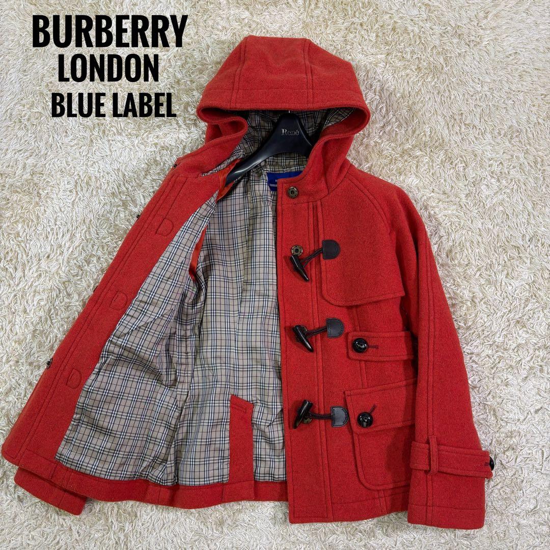 バーバリーロンドン　ブルーレーベル　ノバチェック　フード　ダッフルコート　36