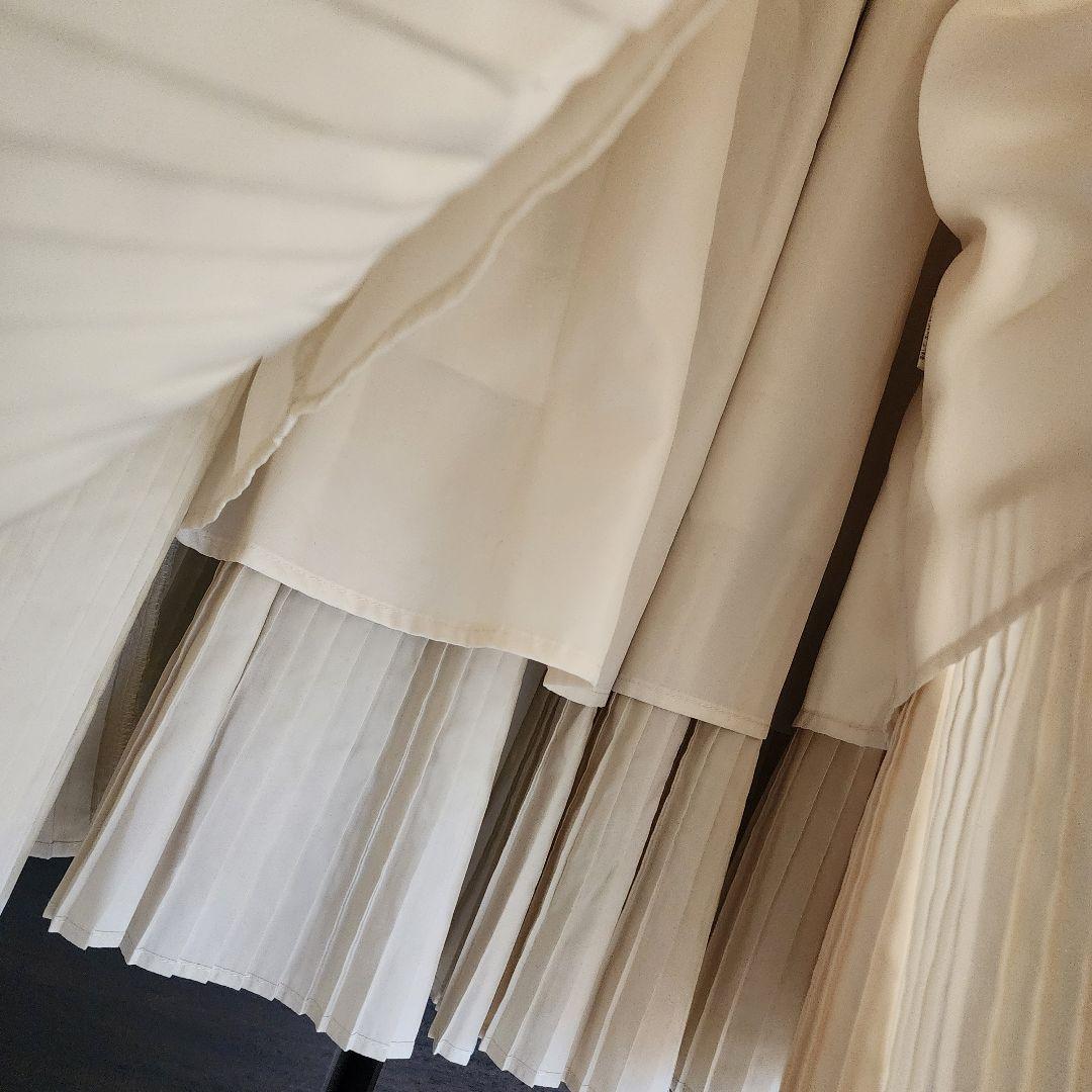 ビアズリー プリーツティアードスカート フリーサイズ ホワイト