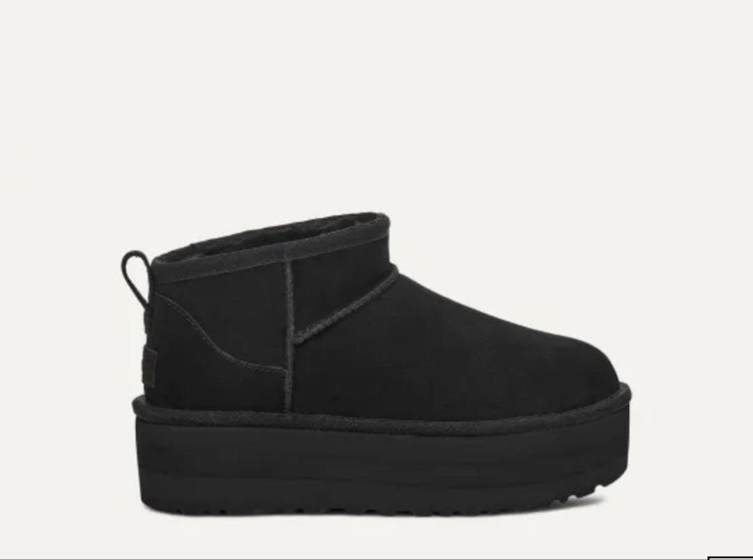 UGG ブラック ウルトラミニ　プラットフォーム　厚底　ムートンブーツ 25cm