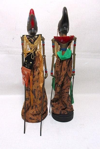 『インドネシア伝統的人形劇 ワヤン・ゴレ』 操り中古人形７体 アンティーク人形