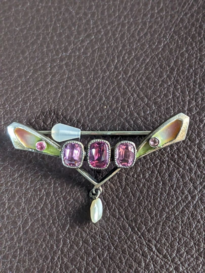 アンティーク　プリカジュールエナメル　アール・ヌーヴォー　ブローチ　お値下げ中