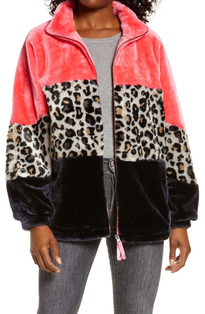 UGG アグ　フェイクファージャケット　ボア　オーバーサイズ　ヒョウ柄　S