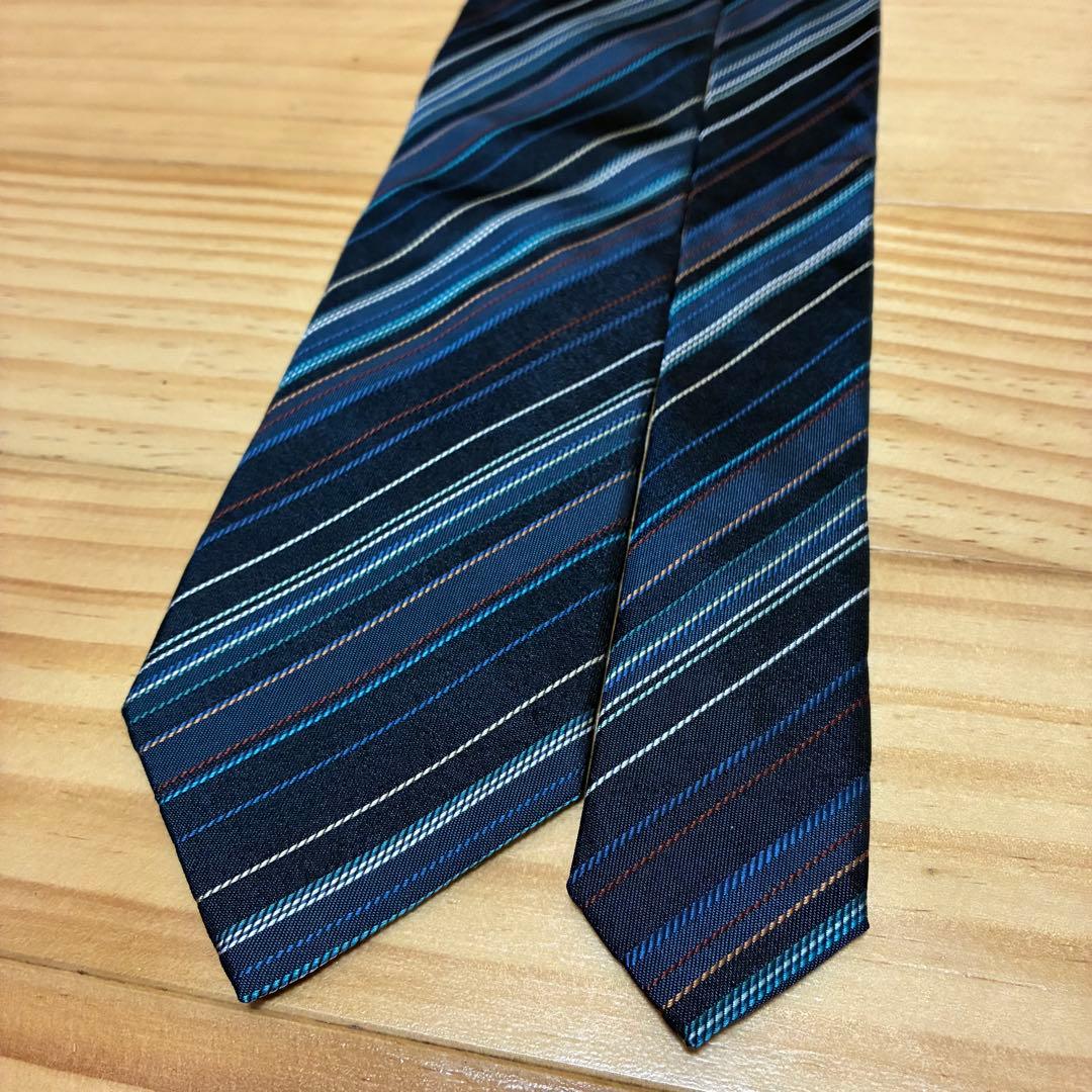 【極美品】ポールスミス ネクタイ 現行 マルチストライプ 花柄 日本製 ビジネス