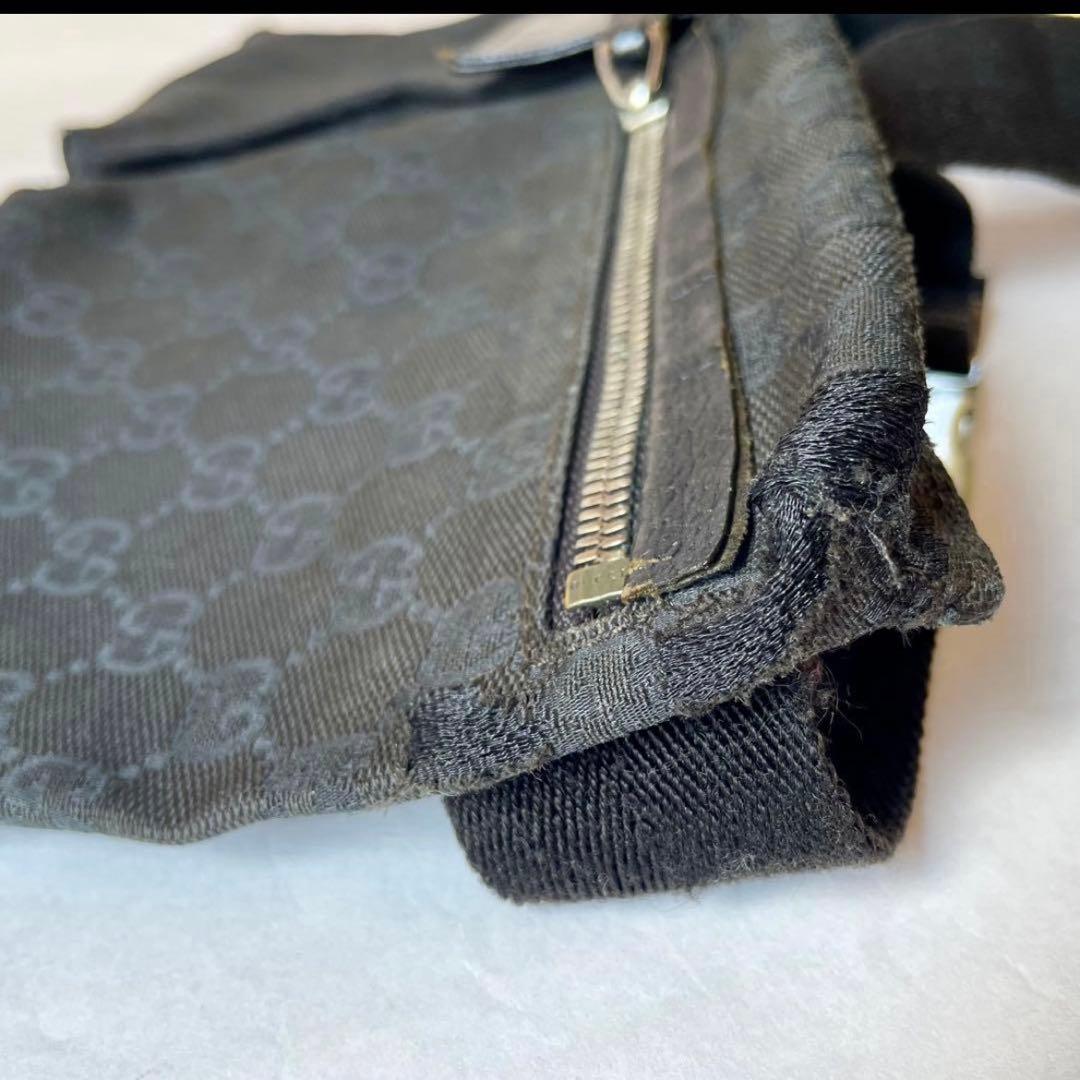 【GUCCI】ブラック ボディバッグ ウエストポーチ ブラック GGパターン