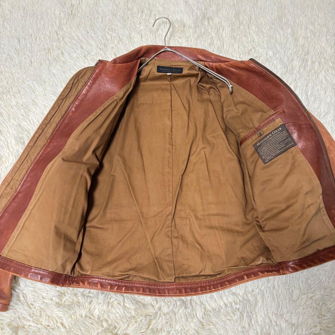 90's✨ハロルズギア ホースレザージャケット　馬革　シングルライダース　M 茶