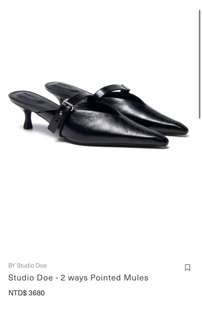 Studio Doe 2 ways Pointed Mules ブラック