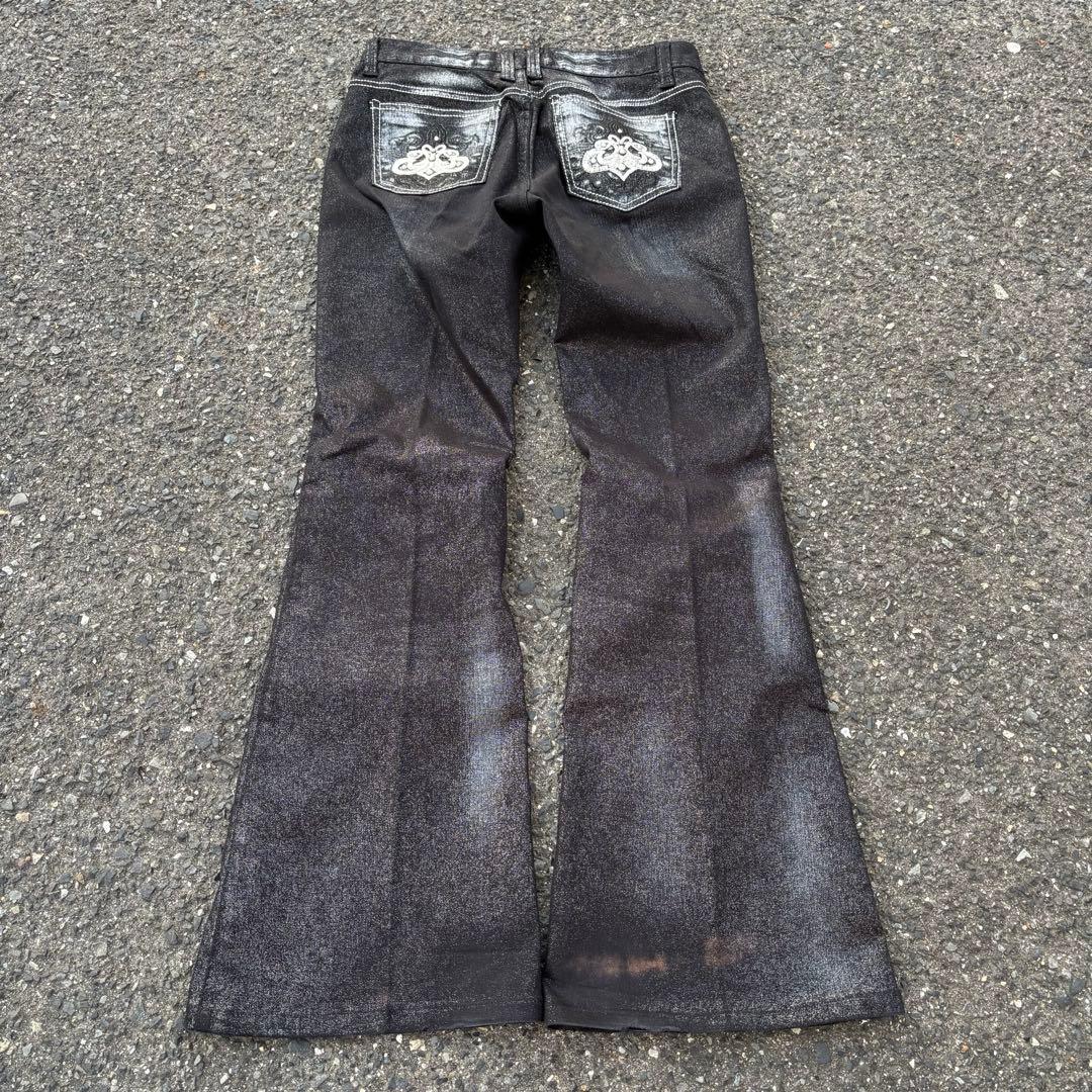 パンツ Y2K black denim flare pants boots cut
