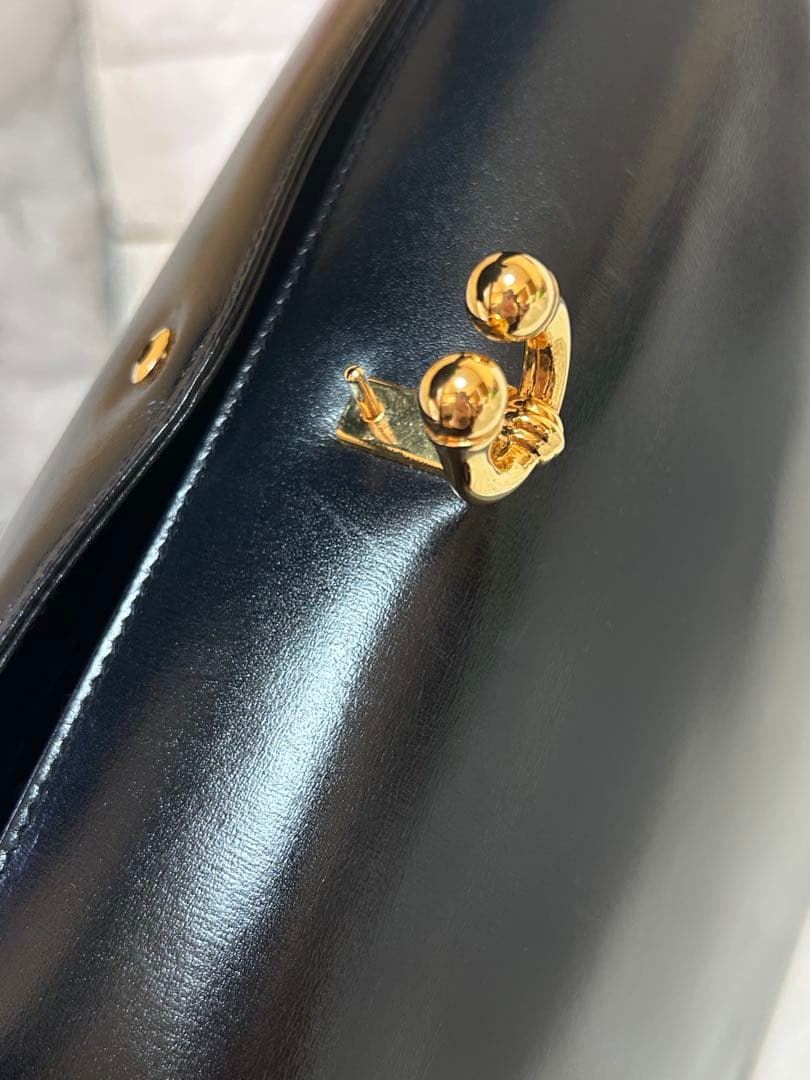 GUCCI カーフハンドバッグ　濃紺