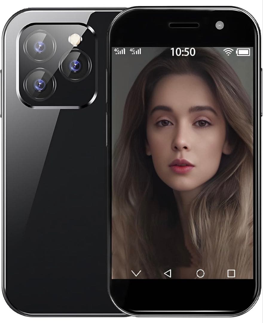 ミニ携帯電話 4G デュアル SIM 顔認識 3GB+64GB 黒 ミニスマホ