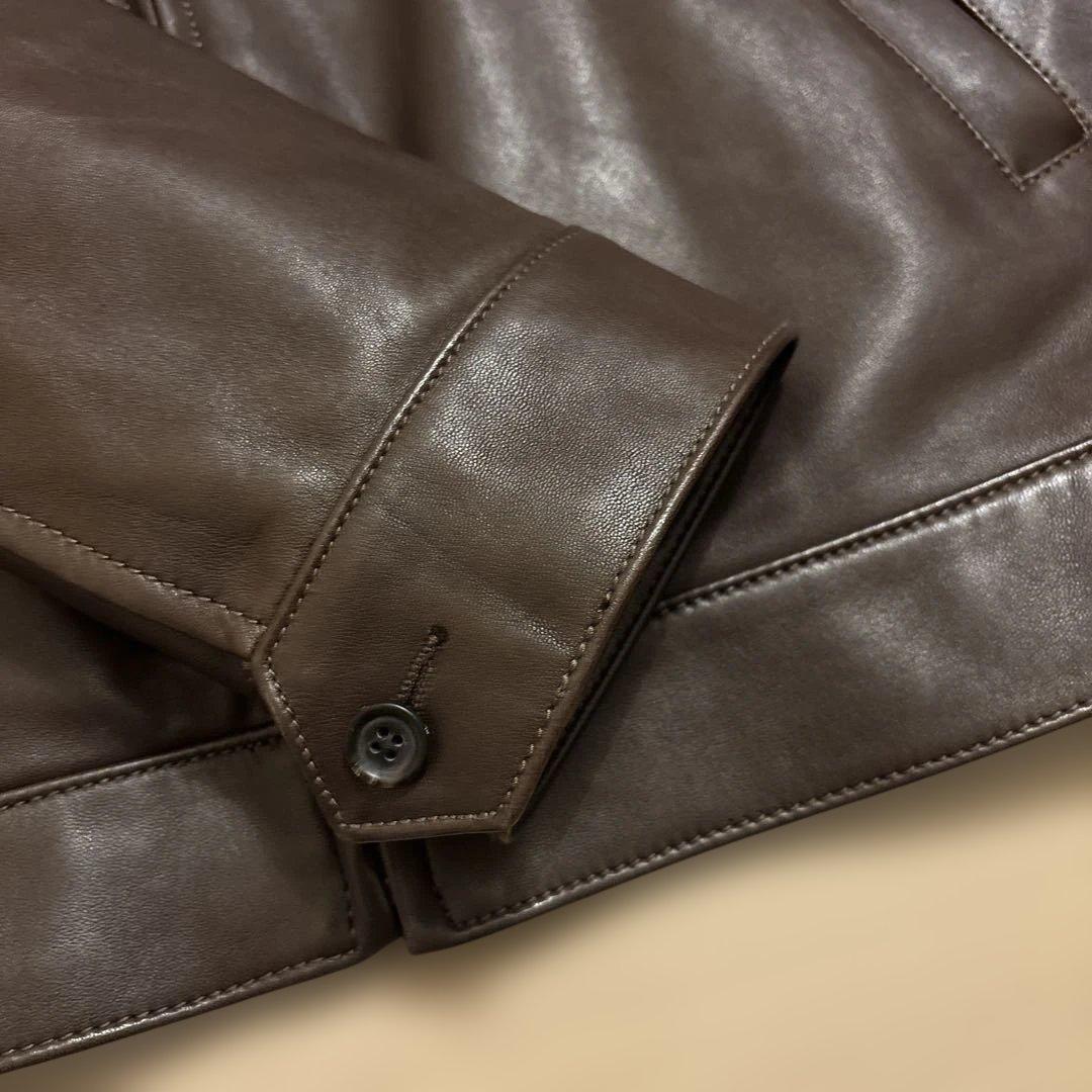 90s ラルフローレン レザージャケット ブラウン L ラムレザー ヴィンテージ