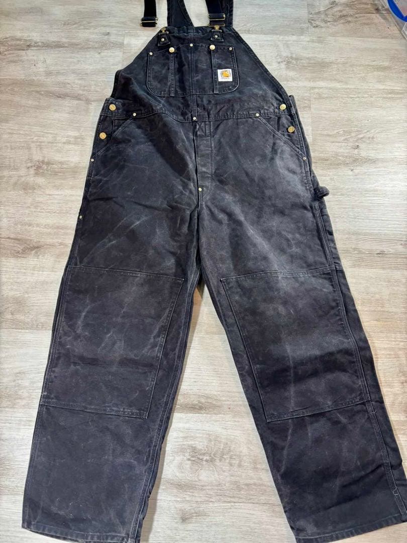 09 Carhartt ブラックダック オーバーオールフェード 墨黒／B01系