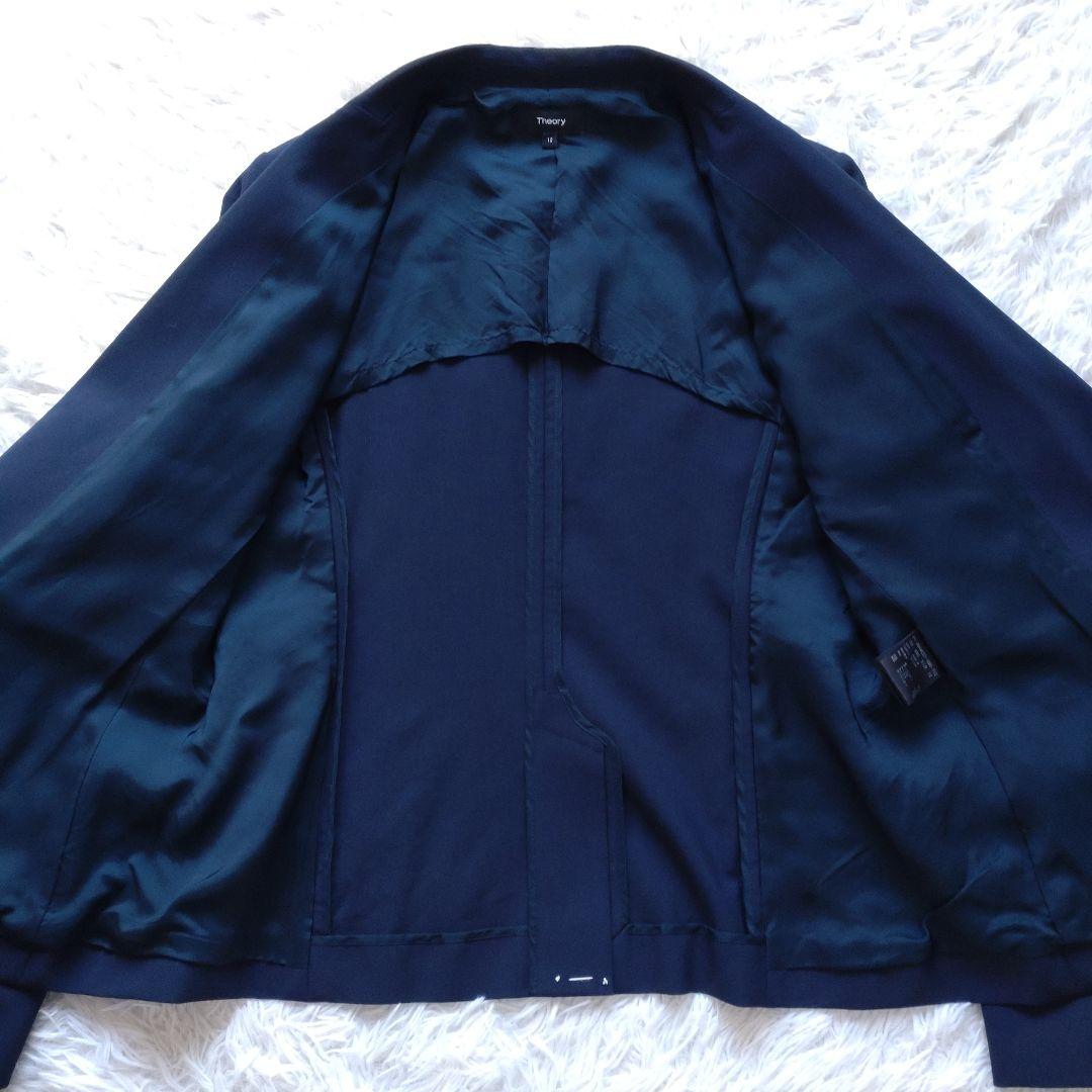 【大きいサイズ】Theory パンツスーツ セットアップ ネイビー ウール