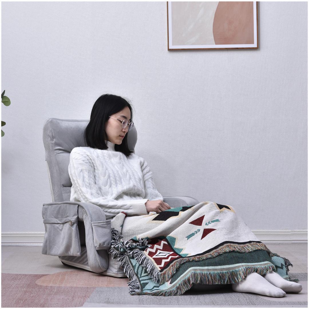 【新品】コンパクトリクライニング座椅子 14段ギア調節 ファブリック