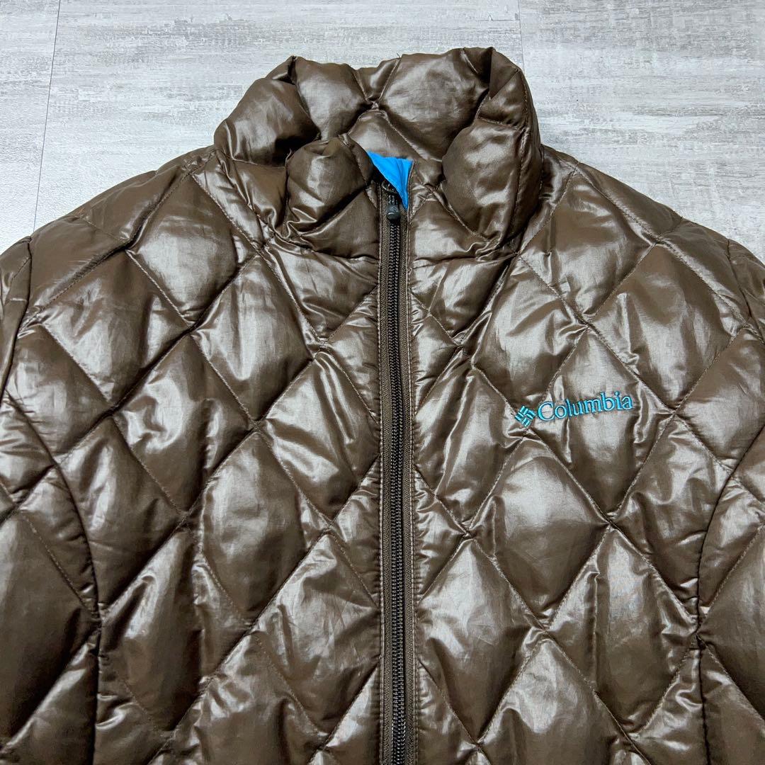 Y2K Columbia ダウンジャケット 光沢 キルティング 短丈 茶 M
