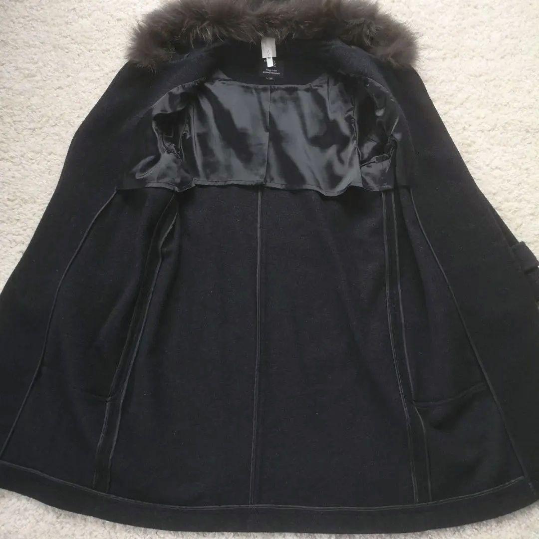 23区　44　大きいサイズ　ラクーンファー付きダッフルコート　ダークグレー