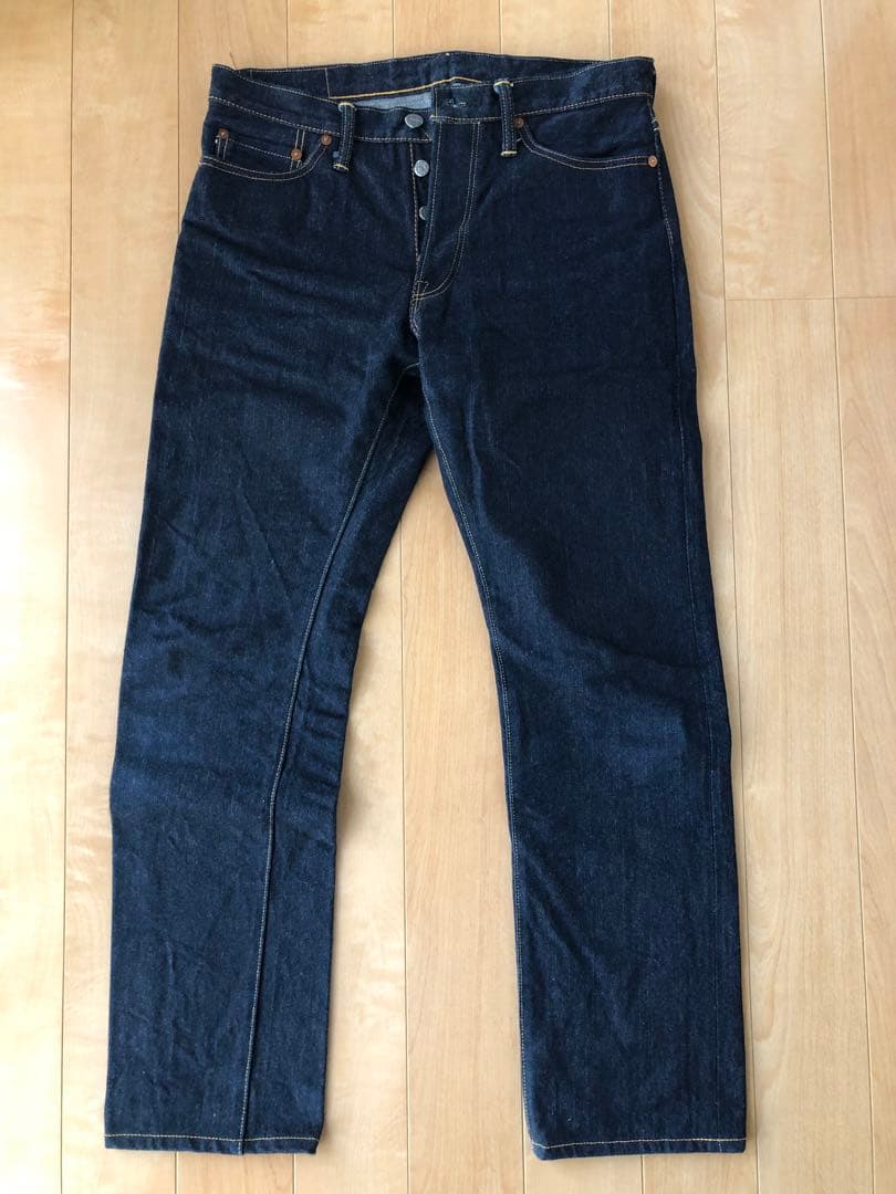 フラットヘッド　3002-A 藍MIX スリムストレート　32