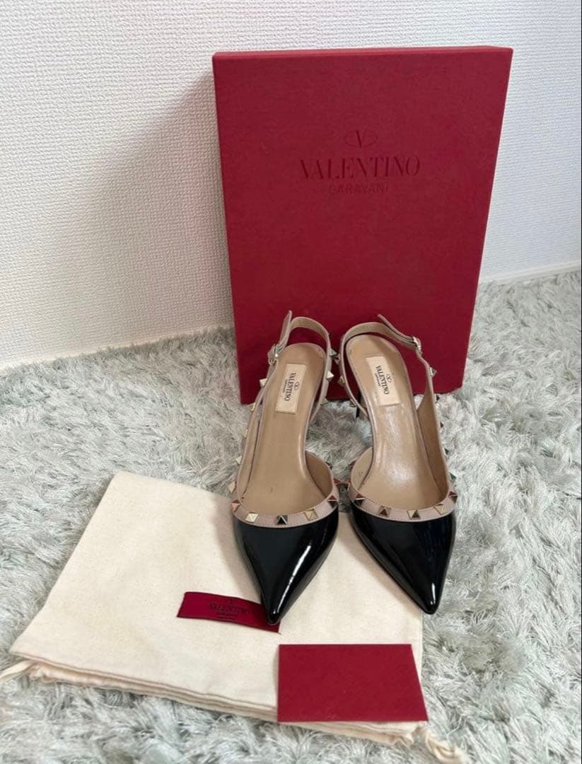 【美品】ヴァレンティノ アンクルストラップ　エナメル　パンプス　25cm
