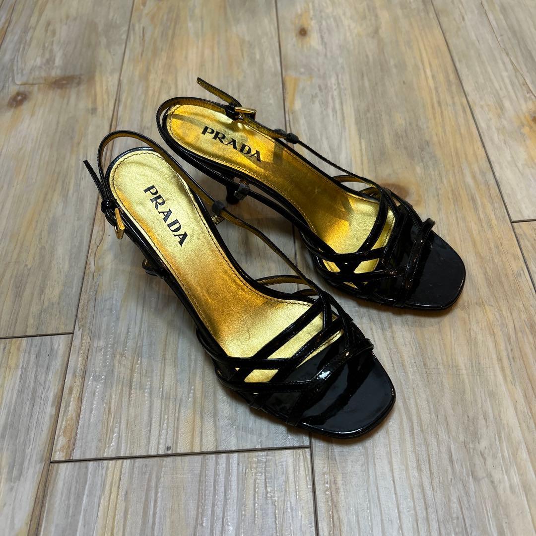 PRADA プラダ　ミュール　35 ブラック　エナメル