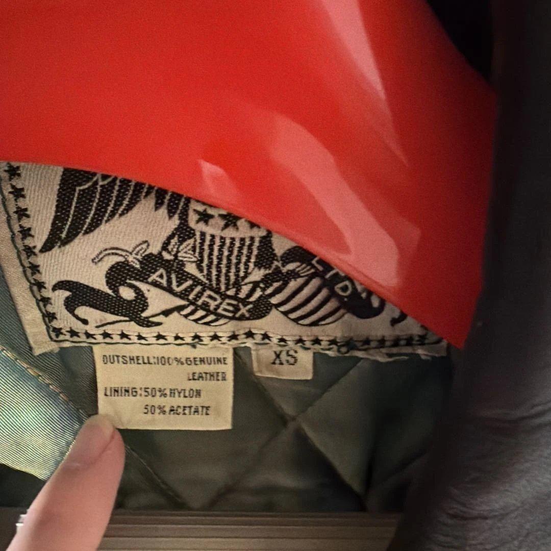AVIREX レザージャケット ワッペン ブラック 黒 M 裏地キルティング