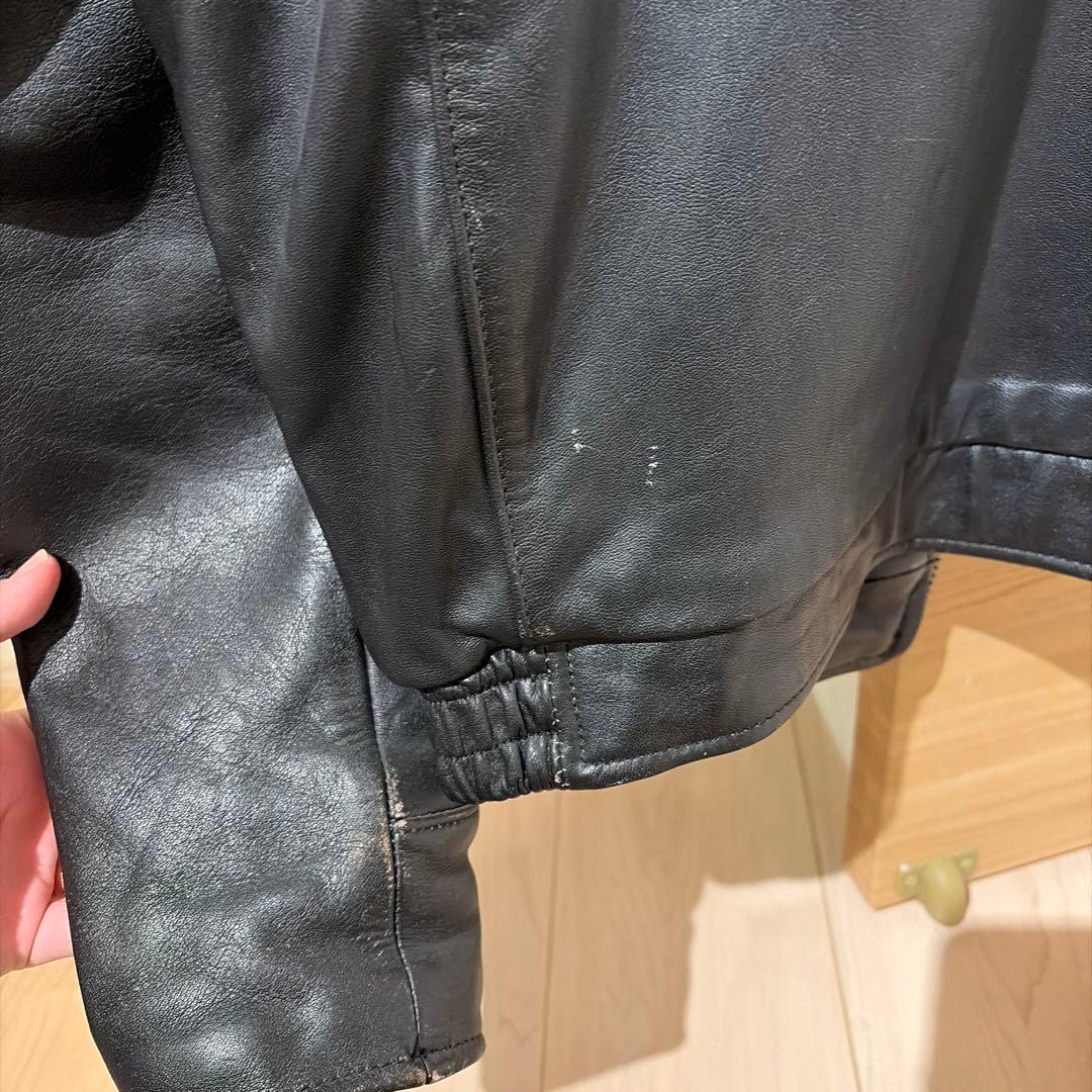 AVIREX レザージャケット ワッペン ブラック 黒 M 裏地キルティング