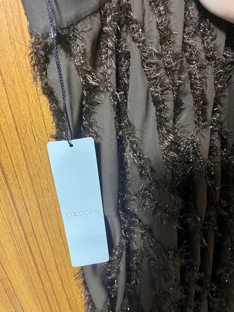 COCODEAL ウェーブフラッフィーフレアスカート（ブラウン）