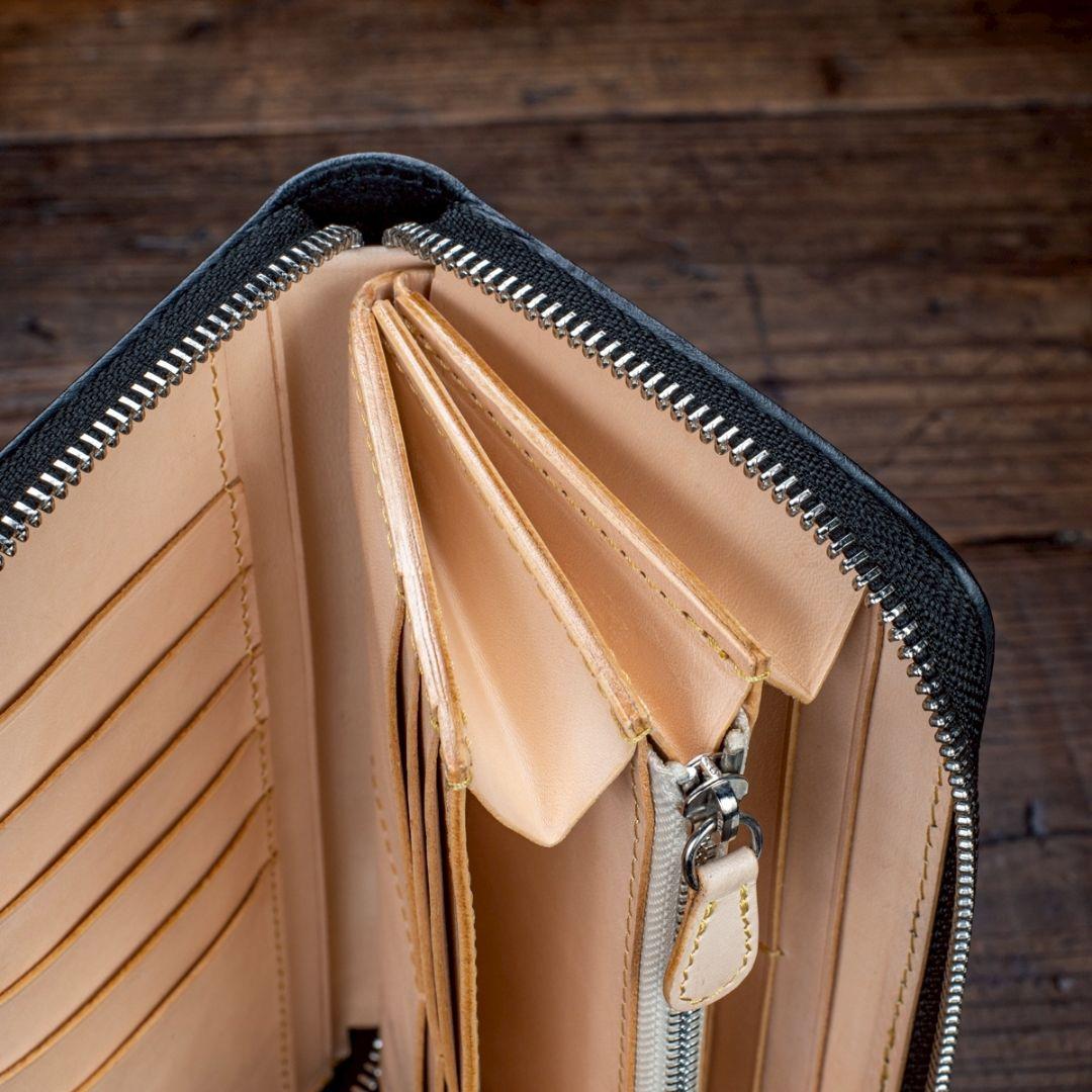 ガルーシャ 実物撮影 スティングレイ 長財布 スティングレー ラウンドファスナー