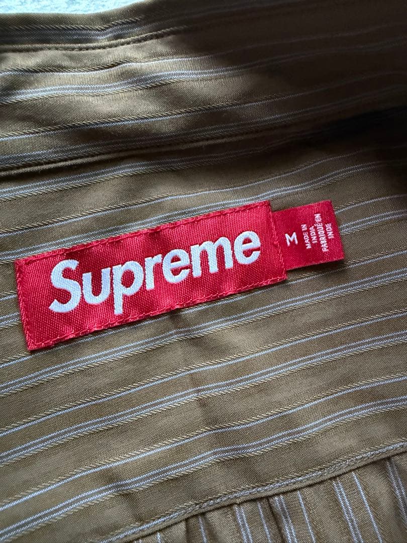 モ*ン様 25AW Supreme Pinstripe Shirt Brown