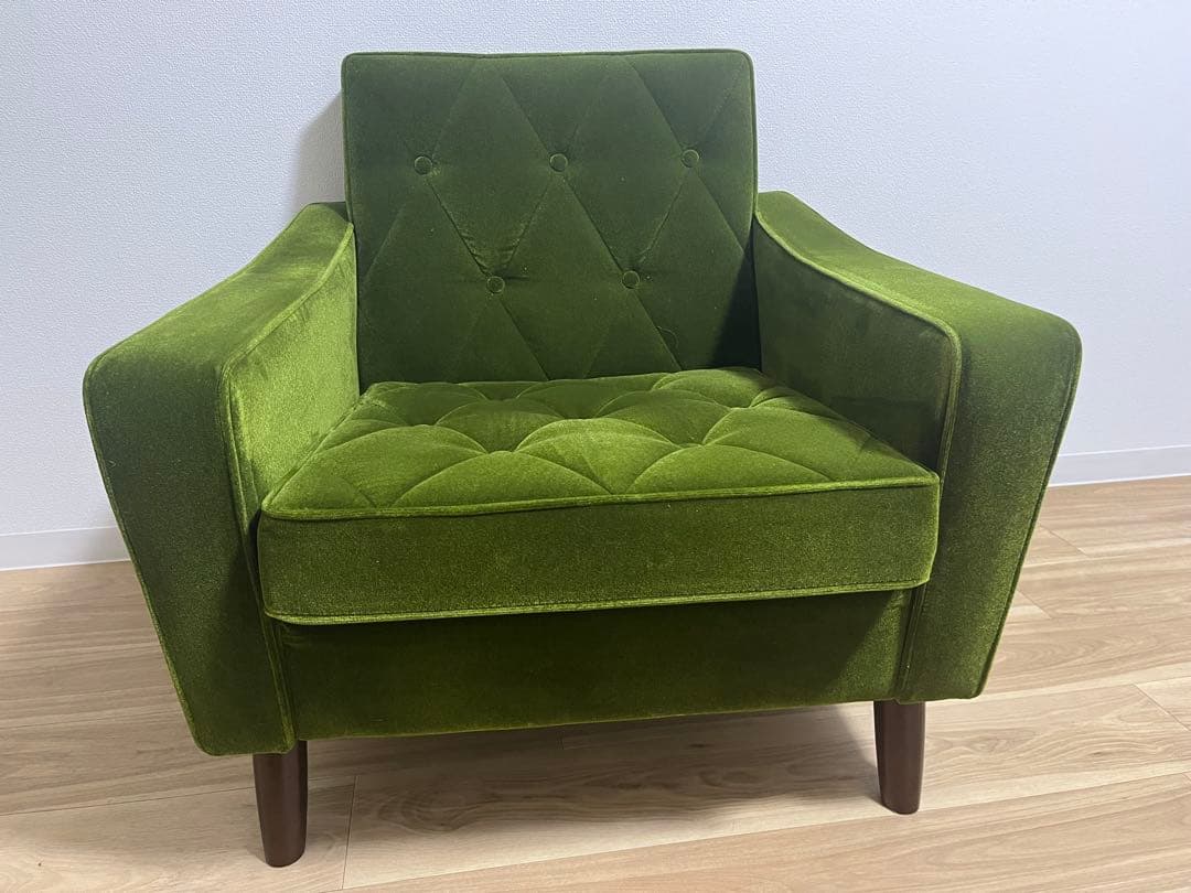 カリモク60　ロビーチェア　モケットグリーン 1人掛けソファ