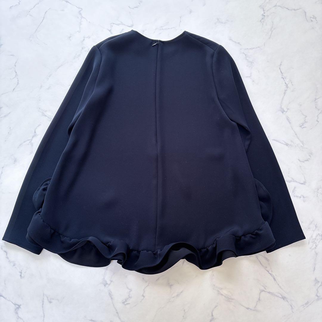 【美品】23AW YOKOCHAN ロングスリーブ バックフリル ブラウス 紺