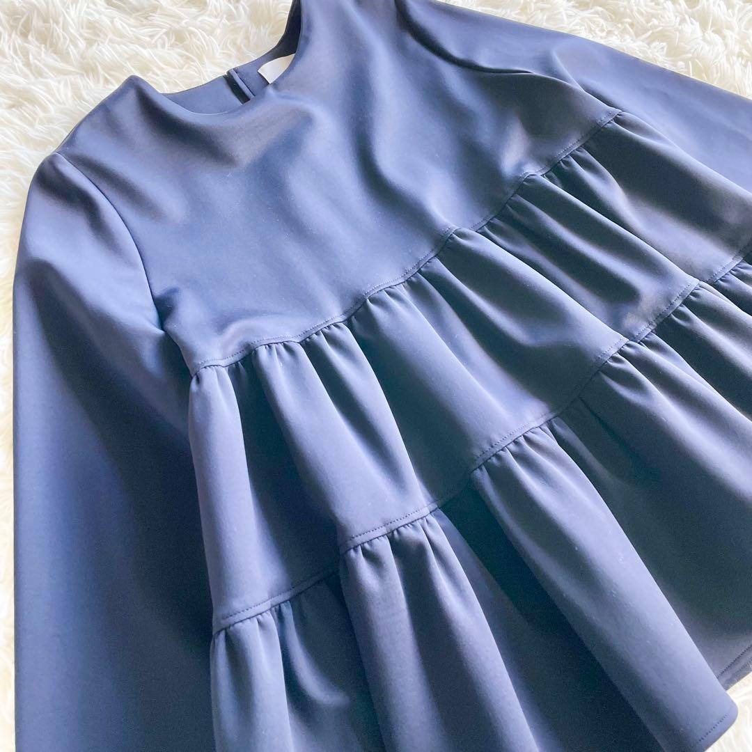美品✨現行✨OHGA MASHUMALO TOPS ブラウス ティアード　紺