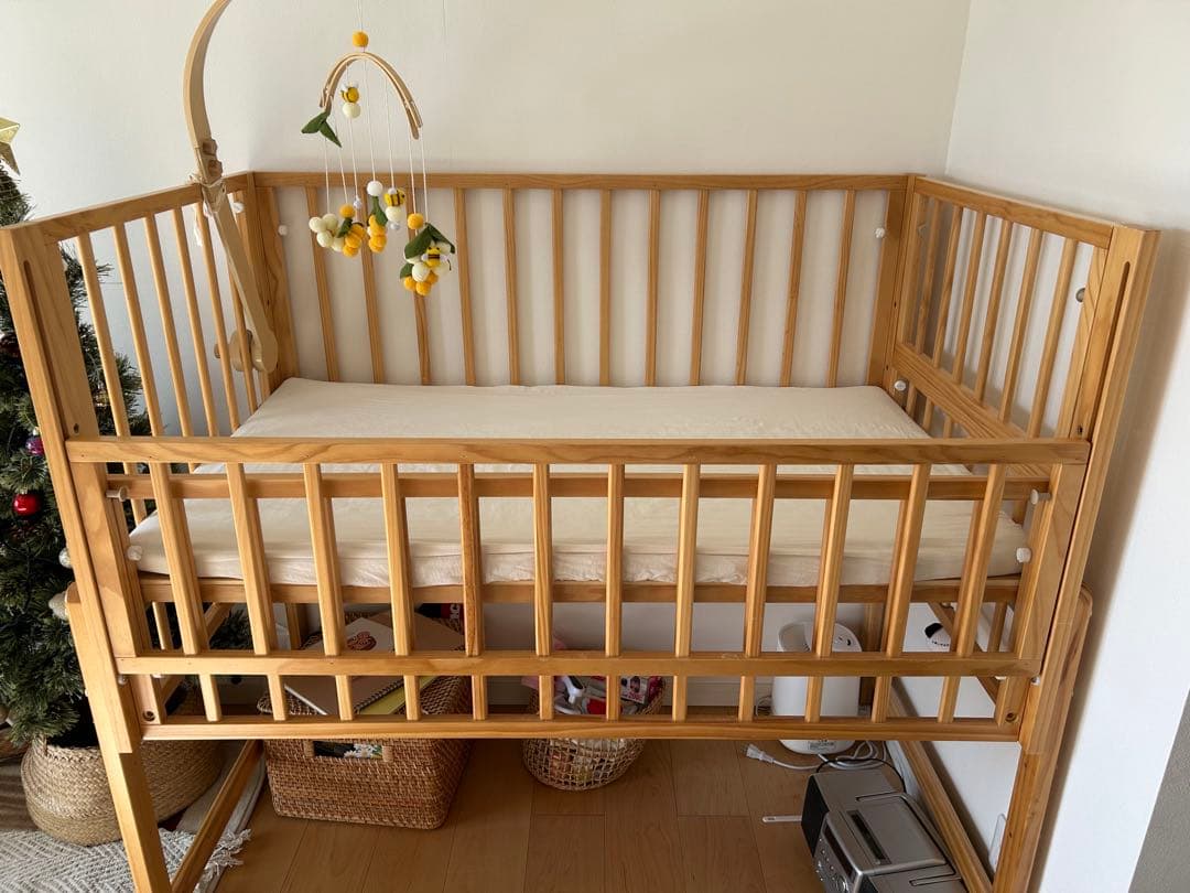 木製オープンタイプベビーベッド