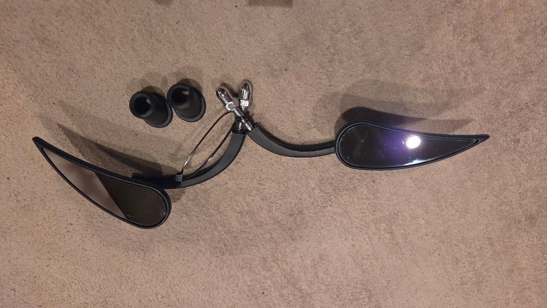 アレンネス　バイクミラー ブラック 取り付け用パーツ付き