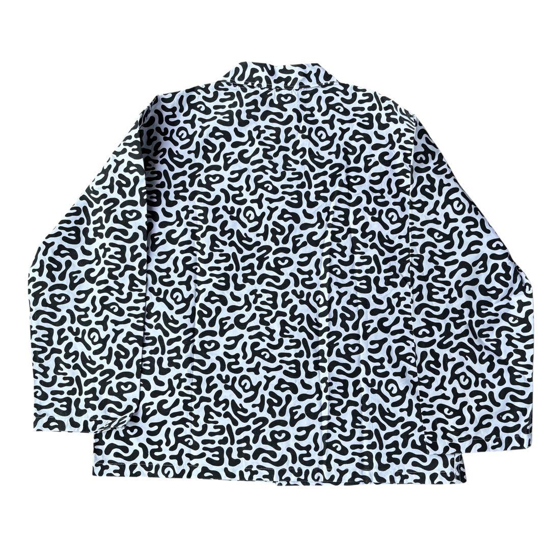 80s 韓国軍 バクテリアカモ コットンシャツ 初期 ブラックボタン XL 希少