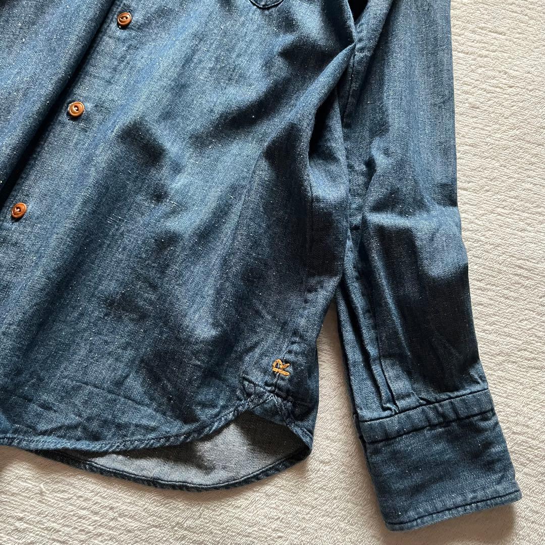 45R 人気 デニム インディゴ染め シャツ ネップ R刺繍 S 45rpm