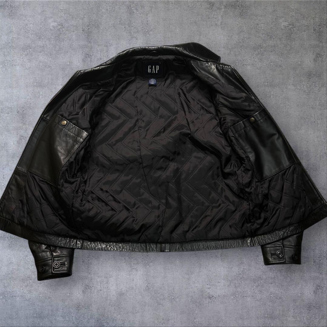 オールドギャップ レザージャケット S 紺タグ ブラック キルティングライナー