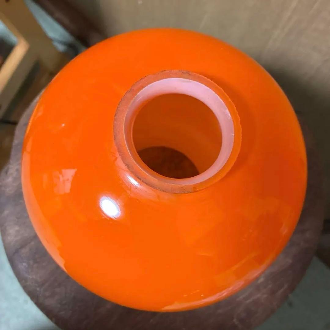 KAITO様‼️昭和レトロ照明ランプガラスカバー傘当時物レトロポップオレンジ　希少