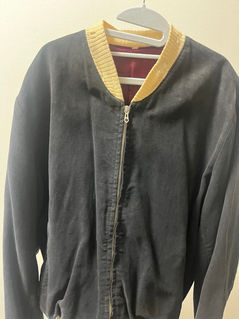 スカジャン　　スーベニアジャケット　黒別珍　地図