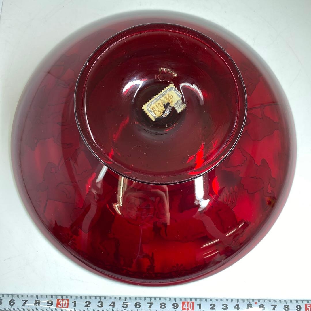 ムラーノ　ベネチアングラス　人物金彩コンポート　直径25.8㎝東な7-0303②